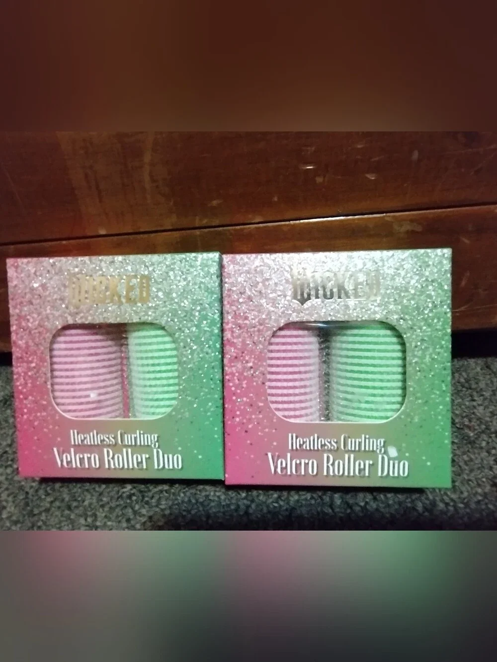 Wicked Velcro Heatless Curling Roller Duo - Pink & Mint Set 4 Pieces